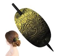 Barrette à cheveux en cuir synthétique avec bâton | Épingles à cheveux pour queue de cheval | Accessoire de cheveux décoratif pour femmes et filles