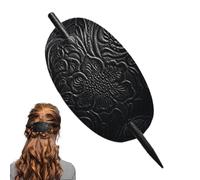 Barrette à cheveux en cuir synthétique avec bâton pour femme - Barrette à cheveux en cuir synthétique pour queue de cheval - Accessoires pour cheveux longs en cuir