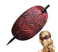 Barrette à cheveux en cuir synthétique, bâton à cheveux pour queue de cheval pour femmes, accessoires de cheveux en cuir long, barrettes à cheveux en cuir avec bâton, barrettes à cheveux en cuir