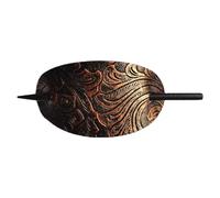 Barrette à cheveux - En cuir synthétique - Feuille ovale - Style vintage - Accessoire élégant - Support de cheveux rétro pour coiffure, ou porter au quotidien par les femmes ou les filles