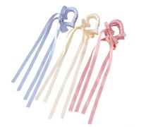 Barrette à cheveux en forme de cœur avec ruban de satin et pompons fluides, jolie barrette d'amour pour femmes et filles, accessoires de cheveux élégants pour le quotidien, les fêtes, les rôles (beige