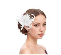 Barrette à cheveux en forme de fleur et plume - Accessoire de cheveux - Accessoire de coiffure pour femme - Pour fêtes, spectacles scolaires, spectacles sur scène, jeux de rôle, fêtes costumées