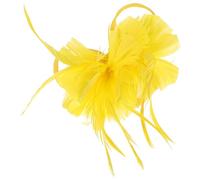 Barrette à Cheveux en Plume et Lin Jaune, Accessoire Élégant pour Mariée | Mise en Place Facile, Taille Unique Ajustable, Design Original et