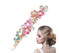 Barrette à cheveux en strass - Pince à cheveux en forme de fleur en strass vintage - Petite pince à cheveux en alliage de strass - Pince à cheveux en perles et perles vintage