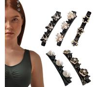 Barrette à Cheveux Latérale à Trois Fleurs, 5 Pièce Pince Cheveux Fleur, Pince à Cheveux Femme, Pince Cheveux Femme Chic, Pinces à Cheveux Tressées en Pierre de Cristal