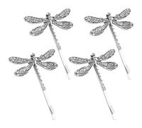 Barrette à Cheveux Libellule 4pcs en Alliage Métal Vintage | Style Campagnard, Finition Argenté Antique, Lot de 4, pour Mariages, Réceptions et Côté Cheveux