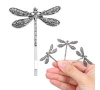 Barrette à Cheveux Libellule Vintage Rétro, 4 Pcs Alliage Métal | Pinces à Cheveux Style Campagne, pour Côtés et Frange, Argenté Antique, Lot de 4 Clips