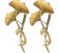 Barrette à Cheveux Lot de 2 en Alliage, Feuille de Ginkgo | Pince Légère pour Chignon et Queue de Cheval, Style Élégant pour Mariage ou Soirée, Teinte Or