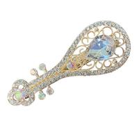 Barrette à Cheveux Rétro en Alliage et Cristal, Forme Luth, Élégante | Pince Brillante pour Mèches, Maintien des Boucles, Usage Voyage et Rendez