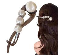 Barrette à cheveux torsadée française - 3,93 pouces, pince à mâchoire antidérapante, décor de perles, élégant support de griffe de style banane, système de par torsion tendance à prise sé