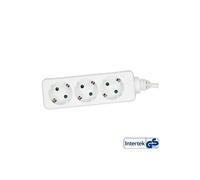 Barrette d'alimentation 3 ports 3x type F allemand avec sécurité enfant blanche 1,5 m