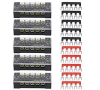 Barrette de Bornes à Vis Double Rangée 5 Positions 600V 15A, 5 Pièces avec 10 Pièces Barres de Séparation Isolantes - Isolation Sécurisée, Installation Facile, Connexion Fiable