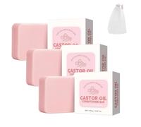 Barrette de conditionneur d'huile de ricin, conditionneur profond naturel nourrissant et apaisant, shampooing de barres solides, hydratant, ramolli les cheveux secs endommagés (3pcs)