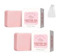 Barrette de conditionneur d'huile de ricin, conditionneur profond naturel nourrissant et apaisant, shampooing de barres solides, hydratant, ramolli les cheveux secs endommagés (2pcs)