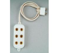 Barrette de distribution FADEDA blanche avec câble et fiche, LxlxH en mm : 60x18x10. Pour les crèches, les miniatures, les loisirs et le modélisme, les accessoires de maisons de poupées et les trains