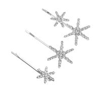 Barrette Étoile Argentée 3 Pièces pour Femme Coiffure | Alliage et Cristaux, Lot de Trois, Style Élégant, pour Fêtes de Noël et Journées de Saison