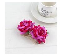 Barrette Fleur Cheveux Lot de 3 peignes à cheveux romantiques fantaisie en soie artificielle avec fleur de rose violette et rouge(PL)