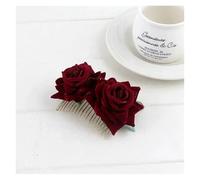 Barrette Fleur Cheveux Lot de 3 peignes à cheveux romantiques fantaisie en soie artificielle avec fleur de rose violette et rouge(WRD)