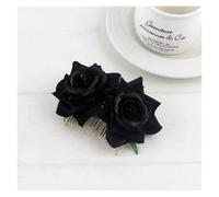 Barrette Fleur Cheveux Lot de 3 peignes à cheveux romantiques fantaisie en soie artificielle avec fleur de rose violette et rouge(BK)
