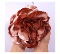 Barrette fleur de rose Épingle à cheveux en satin faite la main, grande fleur, 19 cm, for défilé, spectacle(Pink,With no brooch)