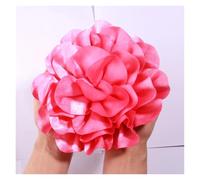 Barrette fleur de rose Épingle à cheveux en satin faite la main, grande fleur, 19 cm, for défilé, spectacle(Pink2,With brooches)
