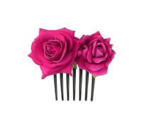 Barrette fleur de rose Lot de 2 pinces à cheveux doubles en flanelle rose for femmes et filles, bandeau, fourchette, peigne, épingle, fleur(Color5)