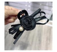 Barrette fleur de rose Lot de 3 grandes pinces à cheveux roses 13 cm, accessoires élégants for(B Black)