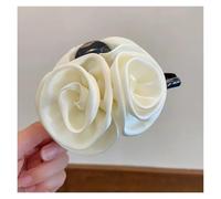 Barrette fleur de rose Lot de 3 grandes pinces à cheveux roses 13 cm, accessoires élégants for(Whire)