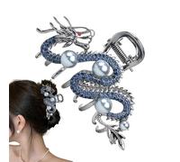 Barrette Métal Dragon Zodiaque 2024 Avec Perles - Pince Griffe Demi-Cheveux En Forme De Dragon Pour Maintien Solide | Pinces Requin En De Zinc Avec Accents Perles | Accessoire De Mode Pour Che