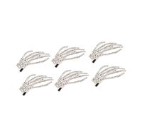 Barrette squelette,Barrette squelette en strass,Barrette à cheveux en os,Barrette à cheveux en os,Epingle à cheveux tête de mort pour femme,Barrettes à cheveux