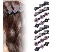 Barrette TresséE En Cristal éTincelant，Pinces à Sectionnement, Barrette Cheveux Femme ，Pinces à Cheveux TresséEs En Pierre Cristal éTincelante, Cadeaux Pour Filles Femmes (8PCS)