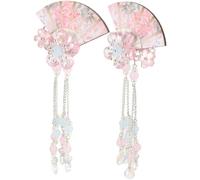Barrettes à Cheveux à Pompons 2pcs en Fer et Cristal, Fleurs | Rose, Décorations à Franges, Légères et Confortables, pour Femmes, Famille ou Séance Photo