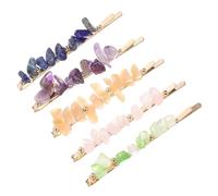 Barrettes à Cheveux Colorées 5Pcs en Pierre Naturelle et Alliage | Femmes et Filles, Style Doux et Élégant, Usage Fête et Noël, Lot de Cinq Pièces