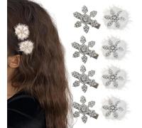 Barrettes à Cheveux de Noël en Forme de Flocon 8 Pièces Flocon De Neige Cheveux Pins Strass Alliage Bobby Pins Glitter Cristal De Mariée Pinces à Cheveux Parti Barrettes