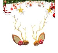 Barrettes à cheveux en bois de cerf - Coiffe lumineuse de Noël - Épingles à cheveux décoratives et festives - Pour photographie, spectacle sur scène, photo de famille, théâtre scolaire, fête d'hiver