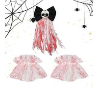 Barrettes à Cheveux en Forme de Squelette | Barrettes Halloween Gothiques à Effet Sanguinolent - 3 Pièces Accessoire de Tête Gothique pour Mariée et Bracelet, Accessoires de Déguisement pour le Jour d