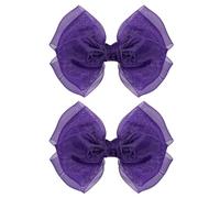 Barrettes à cheveux en maille violet foncé de 10,2 cm avec ruban en organza pour filles, automne, anniversaire, mariage, fête, robe, accessoire de décoration, cadeau de rentrée scolaire