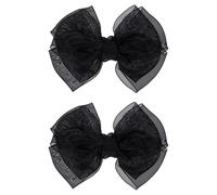 Barrettes à cheveux en organza noir de 10,2 cm - Pinces crocodiles - Ruban en tulle décoratif - Accessoire pour Halloween, fête de mariage - Pour tout-petits, adolescentes, filles et enfants
