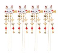 Barrettes à Cheveux Renard 4 Pièces en Alliage Style Chinois Rétro | Clip Décoratif Délicat, Esprit Féerique et Traditionnel, pour Fille, Fêtes Familiales, Photo