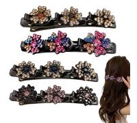 Barrettes à cheveux tressées avec pierres de étincelantes, épingles à cheveux avec strass étincelants, pinces à cheveux en scintillant - Épingles à cheveux en bec de canard et 3