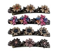 Barrettes à cheveux tressées pour femme - Pinces à cheveux tressées en strass - Pinces à cheveux tressées scintillantes - Épingles à cheveux en bec de canard et 3 petites pinces - Accessoires de