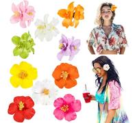 Barrettes à Cheveuxs Hibiscus Hawaïen Lot de 10 Pince à Cheveux en Forme de Fleur Tropicale Artificielle Hawaii Pince Cheveux Femme pour Coiffure de Carnaval Danseuse Piscine Plage Fête Mariage (B)
