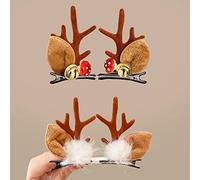 Barrettes Clips de Cheveux de Noël, 4 Pièces Épingles à Cheveux en Bois de Renne Accessoires de Coiffure de Cerf, Pinces à Cheveux Décoratives de Noël pour Enfants Filles Femmes Dames (Marron)