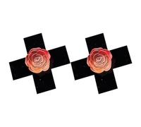 Barrettes croisées roses pour femme et fille des années 2000 Punk Résine Pince à cheveux Anime Côté épingle à cheveux Tous les décors de cheveux assortis 1/2 pièce