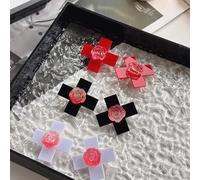Barrettes croisées roses pour femme et fille des années 2000 Punk Résine Pince à cheveux Anime Côté épingle à cheveux Tous les décors de cheveux assortis 1/2 pièce