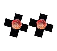 Barrettes croisées roses pour femme et fille des années 2000 Punk Résine Pince à cheveux Anime Côté épingle à cheveux Tous les décors de cheveux assortis 1/2 pièce