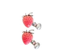 Barrettes décoratives fraises pour adolescents, paire d ' accessoires pour cheveux en perles avec breloque à facettes adaptées scolaire, paire de pinces à cheveux fraises, barrettes de