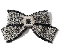 Barrettes en lin élégantes Pinces à cheveux Chapeaux Strass Arc Perle Femmes Pince à cheveux Grand nœud papillon Pince à cheveux Pince à queue de cheval Épingles à cheveux de style coréen (Noir)Pratiq