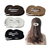 Barrettes Griffe, Barrettes Griffes en Cœur Plates pour Femmes, 4 Pièces À Bec De Canard Forte Tenue Pour Coiffures Fines Et Longues Pour Mariage Fête Plage