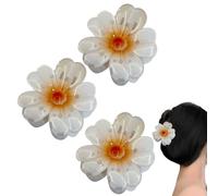 Barrettes Griffes À Fleurs | 3 Pièces D'Accessoires De Coiffure À Maintien Ferme | Barrettes Griffe De Style Hawaïen Pour Vacances - Pour Filles Épouse Petite Amie Sœur